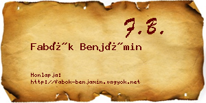 Fabók Benjámin névjegykártya